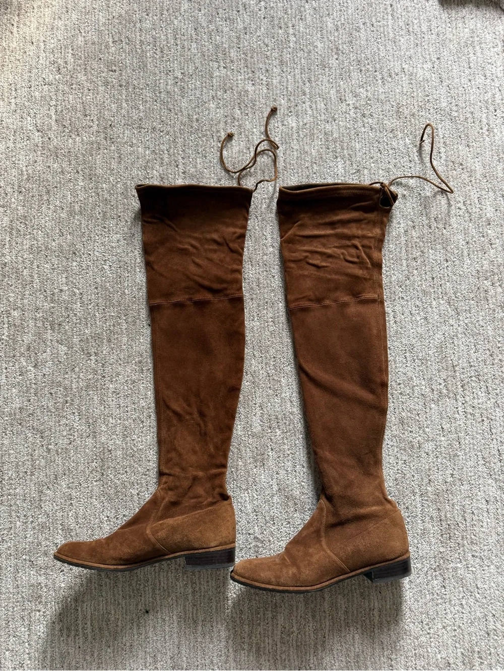Stuart Weitzman Lowland Over-the-Knee Suede Boots in Chestnut Brown Suede